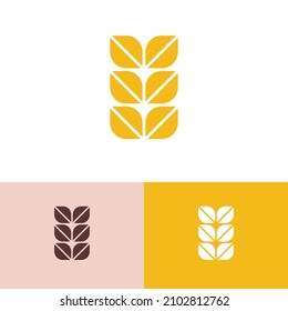 Simple wheat grain logo design concept. Agriculture farm logomark illustration. Can representing plant, vegan, food, harvest, health, bread, cereal.