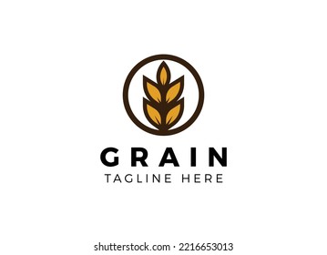 simple wheat or grain vector icon logo design