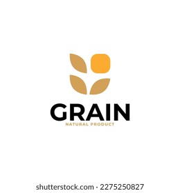 simple wheat  grain vector icon logo design