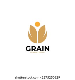 simple wheat  grain vector icon logo design