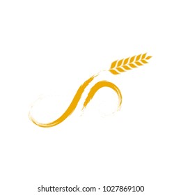 Simple wheat logo design illustration for bakery