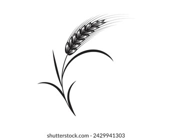 Simple wheat logo, wheat icon vector on white background.