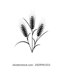 Simple wheat logo, wheat icon vector on white background.