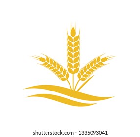 simple wheat nettle with land vector icon logo design template