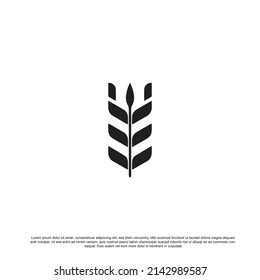 simple wheat vector icon logo design