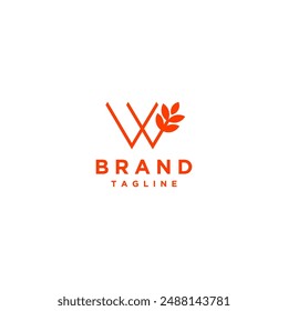 Simple Wheat W Letter Initials Logo Design. Wheat Stalks Form Initial Letter W Logo Design.
