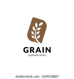 diseño simple del logotipo del icono del vector del grano de trigo.