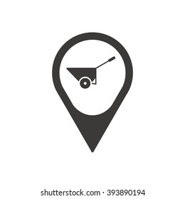 Simple  wheelbarrow  icon, vector illustration. Flat design  