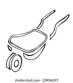 Simple Wheelbarrow Outline Sign, Vector Illustration isolated on White Background. 