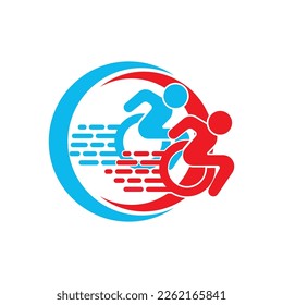 Simple wheelchair racing competition illustration design template.