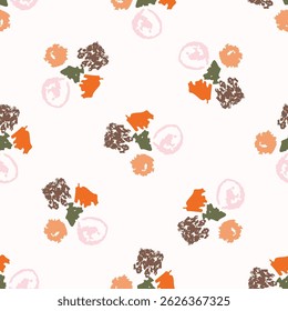 Simple whimsical modern abstract dot shape seamless pattern. Trendy pastel color hand drawn playful style for wallpaper, backdrops and summer material texture. Fashion and home decor all over print.