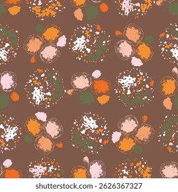 Simple whimsical modern abstract dot shape seamless pattern. Trendy pastel color hand drawn playful style for wallpaper, backdrops and summer material texture. Fashion and home decor all over print.