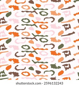 Simple whimsical modern abstract shape seamless pattern. Trendy pastel color hand drawn playful style for wallpaper, backdrops and summer material texture. Fashion and home decor all over print.