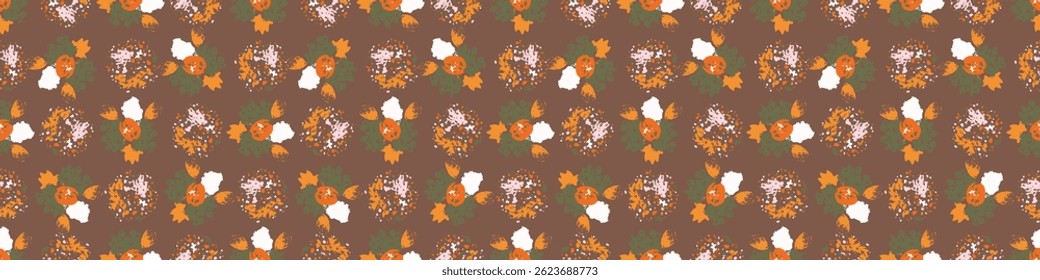 Simple whimsical modern floral abstract border shape seamless pattern. Trendy pastel color banner with hand drawn playful style for edging trim, wash tape and summer texture ribbon background.