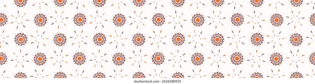 Simple whimsical modern floral abstract border shape seamless pattern. Trendy pastel color banner with hand drawn playful style for edging trim, wash tape and summer texture ribbon background.