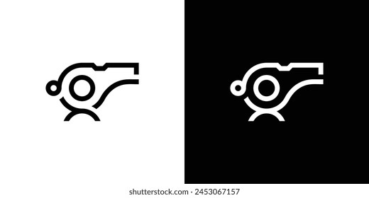 Simple Whistle People Logo. Coach Whistle, People, Human with Linear Outline Style. Whistle Logo Icon Symbol Vector Design Inspiration.