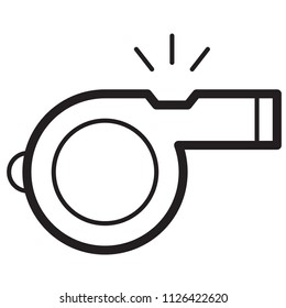 Simple Whistle Related Vector Line Icon. Outline Style. Editable Stroke. 128x128 Pixel Perfect.
