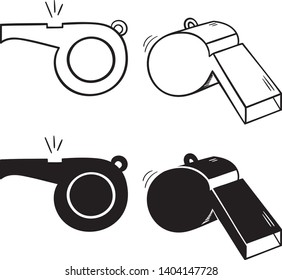 Simple Whistle set. Outline whistle icons