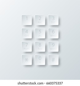 Simple white 3d number dial square button paper for website presentation cover poster vector design illustration concept