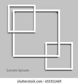 Simple white 3D square frame border for website presentation cover poster vector design info graphic illustration concept