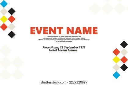 Simple white abstract background with colorful rhombus decoration. Suitable for event backdrop, photo booth, webinar, conference, meeting, and exhibition.