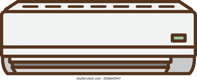 A simple white air conditioner seen from the front.
