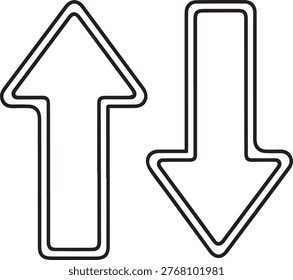 Simple white arrows pointing up and down on transparent background.
