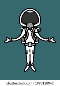 Simple white astronaut clipart. Astronaut vector. Cute illustration.