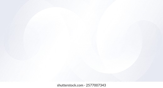 Simple white background white circle lines. Digital future simple modern art abstract