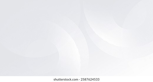 Simple white background with white circle lines digital future modern abstract