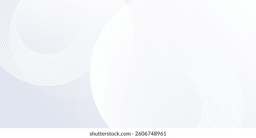 Simple white background with white circle lines. Digital future technology abstract