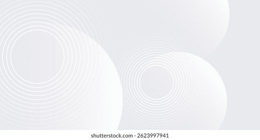 Simple white background with white circle lines digital future modern abstract