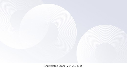 Plano de fundo branco simples com linhas de círculo branco. Tecnologia futura digital arte design moderno simples