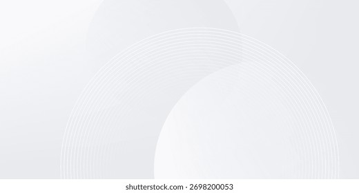Simple white background with white circle lines digital future modern abstract