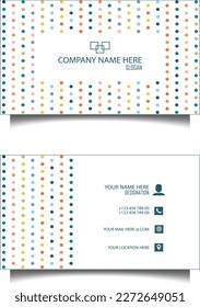 A simple white background with colorful dot pattern business card.