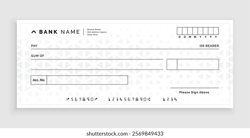 simple white bank cheque draft voucher template vector