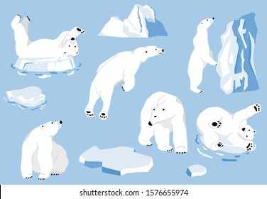 Simple white bear character.Vector illustration character doodle cartoon