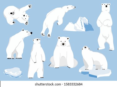 Simple white bear character.Vector illustration character doodle cartoon