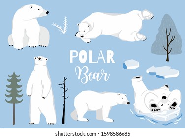 Simple white bear character.Vector illustration character doodle cartoon