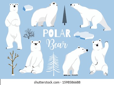 Simple white bear character.Vector illustration character doodle cartoon