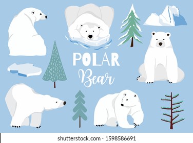 Simple white bear character.Vector illustration character doodle cartoon