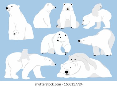 Simple White Bear Character.Vector Illustration Character Doodle Cartoon