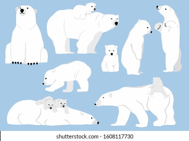 Simple white bear character.Vector illustration character doodle cartoon