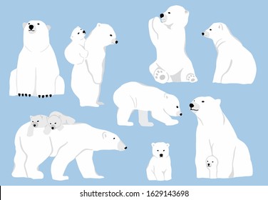 Simple White Bear Character.Vector Illustration Character Doodle Cartoon