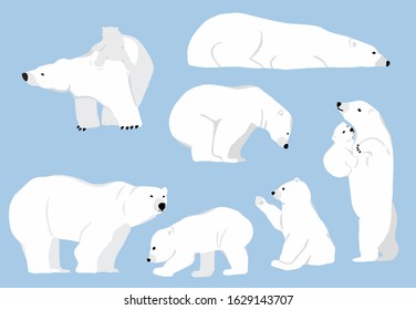 Simple white bear character.Vector illustration character doodle cartoon