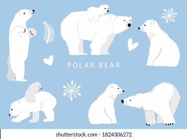 Simple white bear character.Vector illustration character doodle cartoon