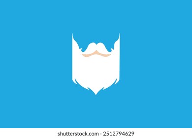 Barba blanca simple y icono de bigote en un fondo azul brillante en un diseño minimalista