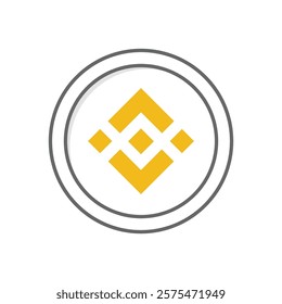 Simple White Binance BNB coin illustration with flat color design