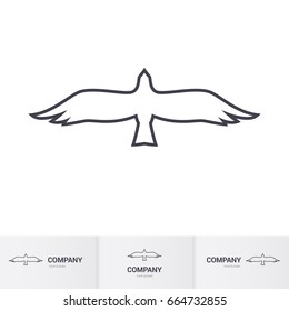 Simple White Bird of Prey for Logo Template on White Background