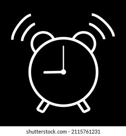 Einfache weiße Wecker-Symbol, Vektorgrafik. Minimalistische Stunde, Uhrsymbol